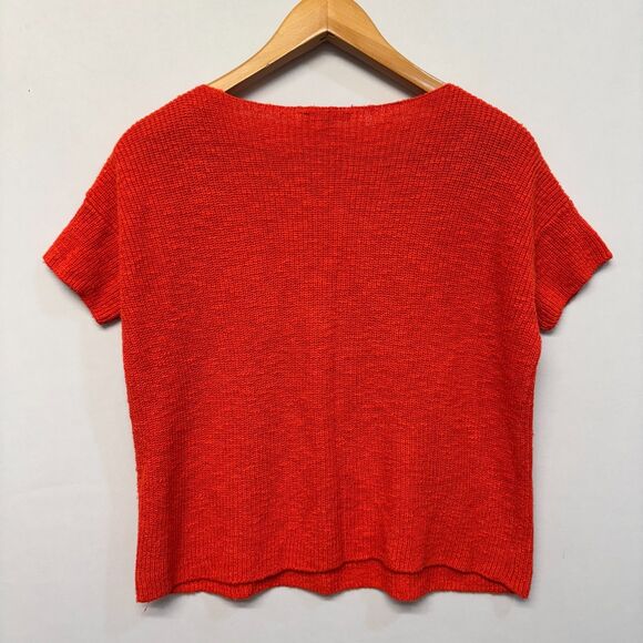Eileen Fisher Short Sleeve Knit Sweater XXS 2XS Organic Cotton Linen C056 -13 - Picture 9 of 13